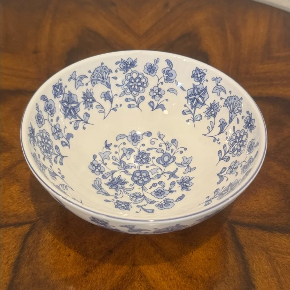 Minton Shalimar Blue and White Floral Porcelain Bowl Made In England 1974 - Picture 5 of 9